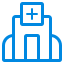 Blue building icon representing the headquarters of a marketing agency